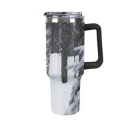 Gobelet isotherme de 1,2 L avec poignée et paille - Mug de voyage isotherme Tiger en acier inoxydable, double paroi étanche, compatible avec les porte-gobelets de voiture, sans BPA