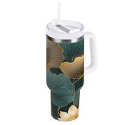 Gobelet isotherme de 1200 ml avec couvercle anti-fuite et paille en acier inoxydable à large goulot avec poignée pour école, sport, garderie, camping et plus encore