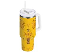 Gobelet isotherme de 1200 ml avec paille - Anti-fuite - En acier inoxydable - Large ouverture - Pour l'école, le sport, la garderie, le camping et plus encore