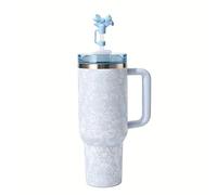 Gobelet isotherme de 40 oz avec couvercle et paille, gobelet isotherme en acier inoxydable avec poignée et paille, gobelet de voyage avec motif nœud et fleur, pour femme, petite amie, toile Toscana