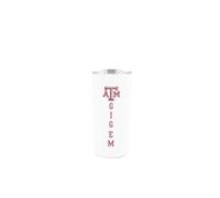Gobelet isotherme de voyage Decorvo Texas A&M Gig Em - Thermos de voyage blanc double paroi avec couvercle coulissant - 18 oz