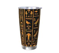Gobelet isotherme en acier inoxydable avec couvercle en forme de hiéroglyphe de l'Égypte antique de 591 ml pour boissons chaudes et froides