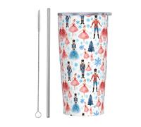 Gobelet isotherme en acier inoxydable avec couvercle et paille Motif Casse-Noisette, Roi des Souris, Danse de Ballet