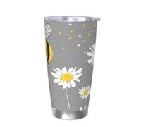 Gobelet isotherme en acier inoxydable avec couvercle - Motif marguerite d'abeille - 591 ml - Pour boissons chaudes et froides