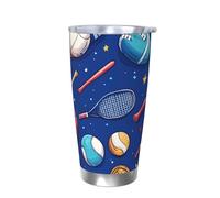 Gobelet isotherme en acier inoxydable avec couvercle pour voiture, basket-ball, baseball, 591 ml