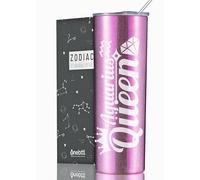 Gobelet isotherme en acier inoxydable avec signe du zodiaque - 340 ml - Cadeau d'anniversaire - Constellation pour femme, fille, amie, épouse (Verseau du 21 janvier au 20 févri), 590 g - Violet irisé