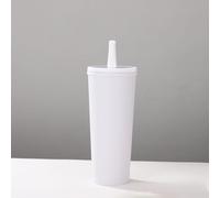 Gobelet isotherme en acier inoxydable, capacité de 720 ml, couvercle anti-fuite avec paille pliable, plusieurs couleurs (blanc)