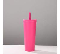 Gobelet isotherme en acier inoxydable, capacité de 720 ml, couvercle anti-fuite, avec paille pliable, plusieurs couleurs (rose rouge)