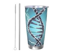 Gobelet isotherme en acier inoxydable de 591 ml avec couvercle - Gobelet isotherme DNA Genetic Helix pour voyage - Tasse à café réutilisable en voiture - Tasse à double paroi pour café