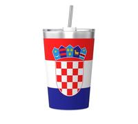 Gobelet isotherme en paille conique avec motif drapeau de la République de Croatie, parfait pour une utilisation en salle de sport ou à emporter avec vous