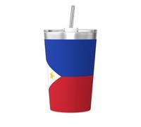 Gobelet isotherme en paille conique avec motif drapeau des Philippines, parfait pour une utilisation en salle de sport ou à emporter avec vous