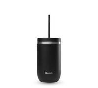 QWETCH - Cold Cup Isotherme avec Paille 600ml Noir - 24h Glacé & 12 Froid - Inox Recyclé, Anti-Éclaboussure - Idéale pour Boissons Fraîches, Bubble Tea et Café Glacé