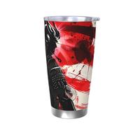 Gobelet isotherme japonais samouraï avec couvercle - Porte-gobelet de voiture - 591 ml - En acier inoxydable - Pour boissons chaudes et froides
