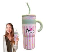 Gobelet isotherme mignon | Tasse isolée de dessin animé avec paille pour café | Bouteille d'eau sûre, tasse de voyage InsuThermal à double vide, tasse de boisson en acier inoxydable 700 ml/1200 ml
