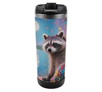 Gobelet isotherme Moonlake Raton laveur - Bouteille d'eau de voyage isotherme en acier inoxydable de 385 ml, tasse à café à double paroi étanche