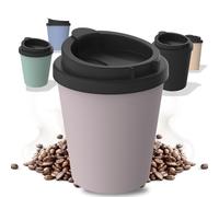 Gobelet isotherme pour café à emporter, en plastique bio, 250 ml, sans BPA et 100 % recyclable, fabriqué en Allemagne, avec couvercle, pour le bureau, la voiture, l'école, etc. (lilas)