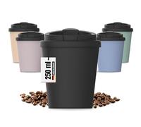 Gobelet isotherme pour café à emporter, en plastique bio, 250 ml, sans BPA et 100 % recyclable, fabriqué en Allemagne, avec couvercle, pour le bureau, la voiture, l'école, etc. (ardoise)
