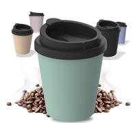 Gobelet isotherme pour café à emporter, en plastique bio, 250 ml, sans BPA et 100 % recyclable, fabriqué en Allemagne, avec couvercle, pour le bureau, la voiture, l'école, etc. (menthe)