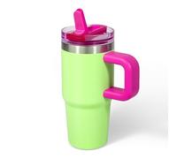 Gobelet isotherme pour enfants, paille 100 % étanche, 413 ml, petite tasse en acier inoxydable 304, cadeau pour enfants, graduation de voyage, cadeau vert