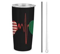 Gobelet isotherme rétro drapeau américain et algérien de 590 ml (20 oz), en acier inoxydable, à double paroi sous vide, avec couvercle à paille, idéal pour les voyages et les occasions spéciales. Par