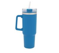 Gobelet isotherme, taille XXL, 1,2 l, en acier inoxydable, avec paille, pour boisson, café, camping, couleur : bleu