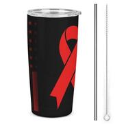 Gobelet isotherme vintage de 590 ml (20 oz) en acier inoxydable, à double paroi sous vide, avec couvercle à paille, idéal pour la sensibilisation à la drépanocytose. Cadeau parfait pour hommes et fem