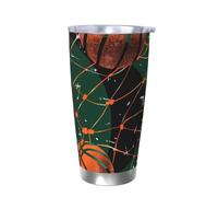 Gobelet isotherme vintage en forme de filet de basket-ball avec couvercle, porte-gobelet de voiture de sport, gobelet isotherme en acier inoxydable de 591 ml, tasse à café de voyage pour boissons