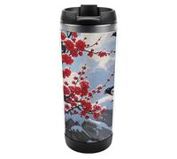 Gobelet isotherme Winter Plum Blossom - Bouteille d'eau de voyage isotherme en acier inoxydable de 385 ml (13 oz), tasse à café à double paroi étanche.