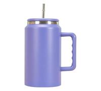 Gobelet isotherme XXL de 1,5 l avec paille, finition douce au toucher, avec brosse de nettoyage, sans BPA et antirouille, grand gobelet de voyage pour thé glacé, café, eau à emporter