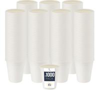 Gobelet jetable BenBow en canne à sucre, blanc, 250 ml x 1000 - Mieux que des gobelets en carton, Ecologique, Idéal pour les fêtes ou le café
