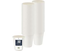 Gobelet jetable BenBow en canne à sucre, blanc, 250 ml x 50 - Mieux que des gobelets en carton, écologique, pour boissons chaudes et froides
