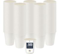 Gobelet jetable BenBow en canne à sucre, blanc, 250 ml x 500 - Mieux que des gobelets en carton, Ecologique, Idéal pour les fêtes ou le café
