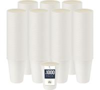 Gobelet jetable BenBow en canne à sucre, blanc, 300 ml x 1000 - Mieux que des gobelets en carton, Ecologique, Idéal pour les fêtes ou le café