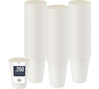 Gobelet jetable BenBow en canne à sucre, blanc, 300 ml x 250 - Mieux que des gobelets en carton, Ecologique, Idéal pour les fêtes ou le café
