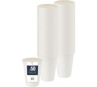 Gobelet jetable BenBow en canne à sucre, blanc, 300 ml x 50 - Mieux que des gobelets en carton, Ecologique, Idéal pour les fêtes ou le café