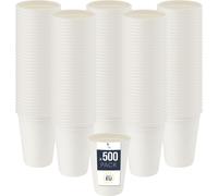 Gobelet jetable BenBow en canne à sucre, blanc, 300 ml x 500 - Mieux que des gobelets en carton, Ecologique, Idéal pour les fêtes ou le café