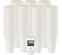 Gobelet jetable BenBow en canne à sucre, blanc, 400 ml x 1000 - Mieux que des gobelets en carton, Ecologique, Idéal pour les fêtes ou le café