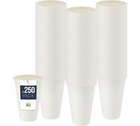 Gobelet jetable BenBow en canne à sucre, blanc, 400 ml x 250 - Mieux que des gobelets en carton, Ecologique, Idéal pour les fêtes ou le café