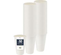 Gobelet jetable BenBow en canne à sucre, blanc, 400 ml x 50 - Mieux que des gobelets en carton, Ecologique, Idéal pour les fêtes ou le café