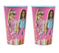 Gobelet - Mattel Barbie - 260 ml - Plastique sans BPA - Rose - 2 pièces