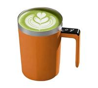 Gobelet mélangeur automatique - Tasse auto-agitante rechargeable par aimant | Récipient électrique à couvercle thermomètre en lecture | 400ml acier inoxydable pour lait, thé, café crème, cappuccino, c