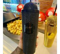 Gobelet Michael Rhine Stone avec paille, tasse à boire scintillante, chapeau Fedora, forme de microphone pour les fans de musique, objet de collection, voyage, Jackson Theme Cup