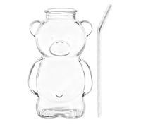 Gobelet ours mignon avec paille, tasse à café transparente en forme d'ours, mug bouteille kawaii ours pour café, jus, thé au lait, smoothies, cadeau de Noël pour femmes, enfant, filles et amies