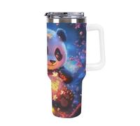 Gobelet Panda 40 oz avec poignée, tasse à café de voyage grande capacité, style voiture, blanc