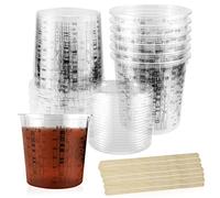 Gobelet Peinture Gradué Tasse à Mesurer Jetable 20 PCS 385 Ml avec échelle Clair Mesureur Plastique pour Résine époxy Peintures Liquides Laboratoire Cuisine (avec Couvercle)