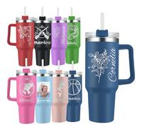 Gobelet Personnalisé de 40 oz avec Poignée et Paille Gobelets Isothermes Personnalisés en Acier Inoxydable avec Poignée Gobelets Photo avec Logo Personnalisé pour Hommes et Femmes