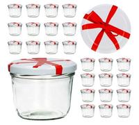 Gobelet/Pot à confiture - To 82 - 25 pièces - 230 ml - Couvercle blanc - Décoration noeud