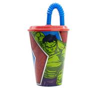GOBELET RÉUTILISABLE POUR ENFANTS AVEC PAILLE EN PLASTIQUE SANS BPA 430 ML | AVENGERS HERALDIC ARMY, Marvel