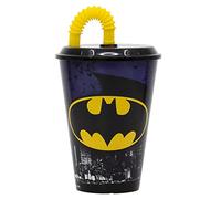 GOBELET RÉUTILISABLE pour Enfants avec Paille en Plastique sans BPA 430 ML | Batman Symbol