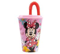 GOBELET RÉUTILISABLE POUR ENFANTS AVEC PAILLE EN PLASTIQUE SANS BPA 430 ML | MINNIE MOUSE SPRING LOOK